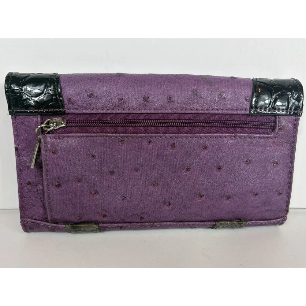 Guess Wallet Ostrich Embossed Y2K Purple And Black 6.5” X 3.5”